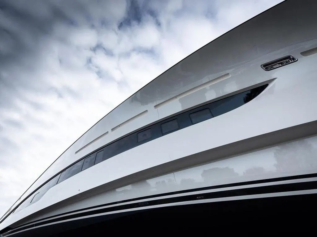 photo of the biggest sportfishing boat in the world during the building process